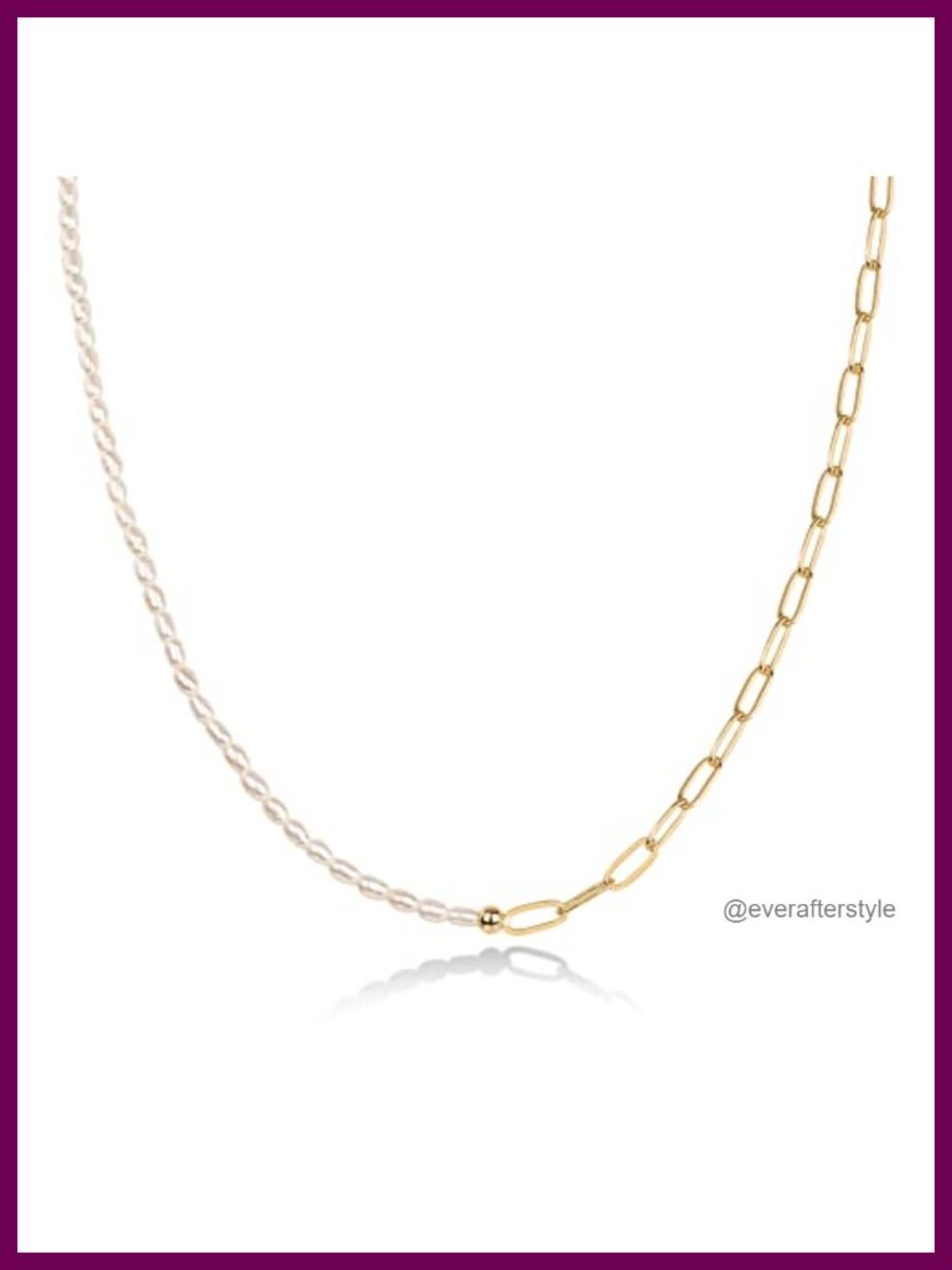 14K Yellow Gold Plated Pearl Paperclip Choker Necklace with Extender